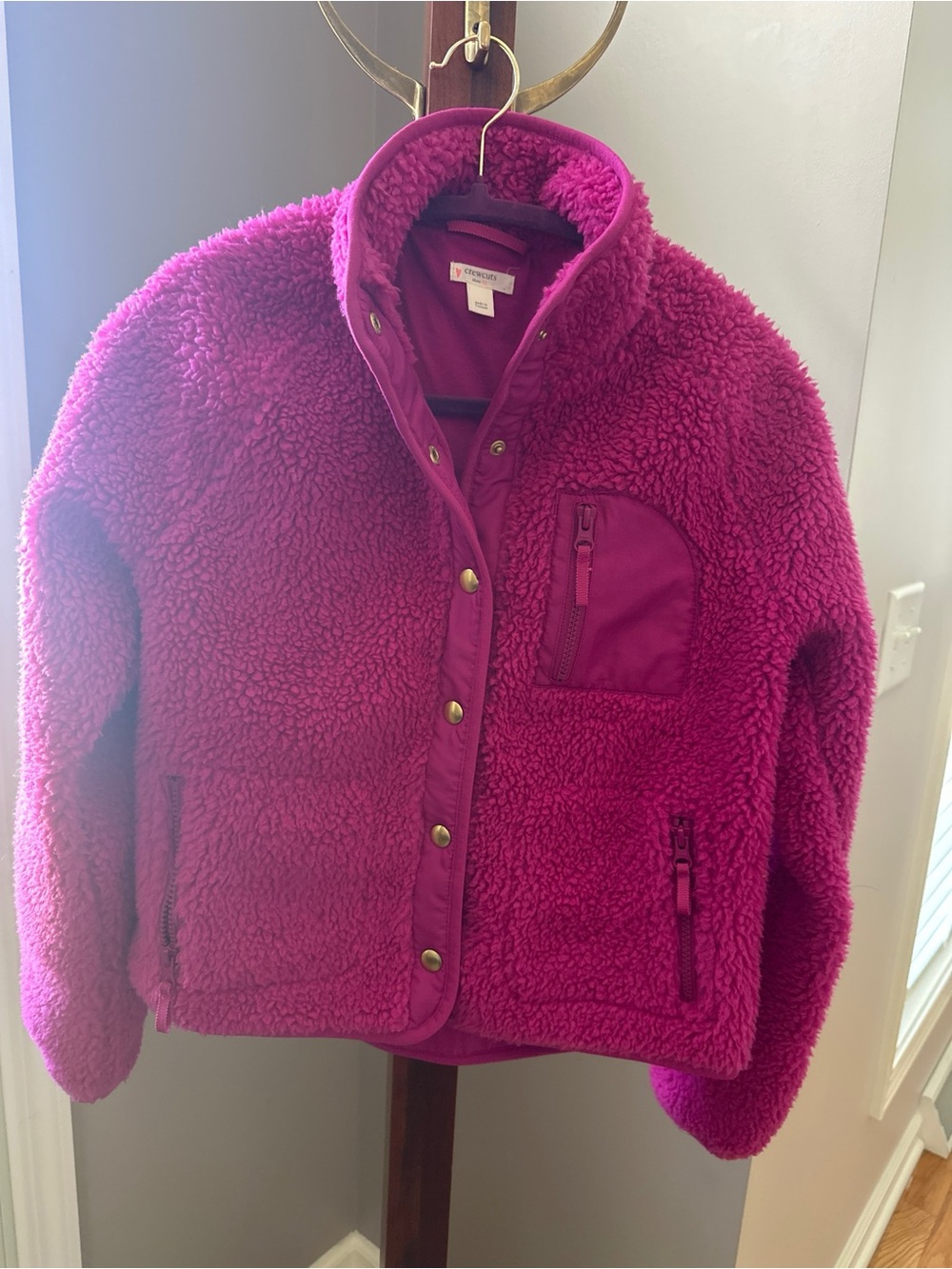 Crewcuts J.Crew Girls Magenta Pink Sherpa Fleece Jacket Size XL (14)